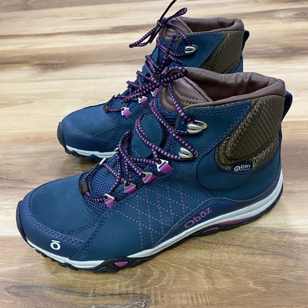 Oboz Bridger Mid B-DRY Hiking Boots Size 8 Waterproof Trail Shoes Navy Blue - Picture 7 of 11